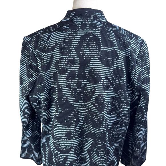 Misook Black & Blue Textured Rib Knit Animal Print Ottoman Cardigan Jacket - Picture 10 of 13